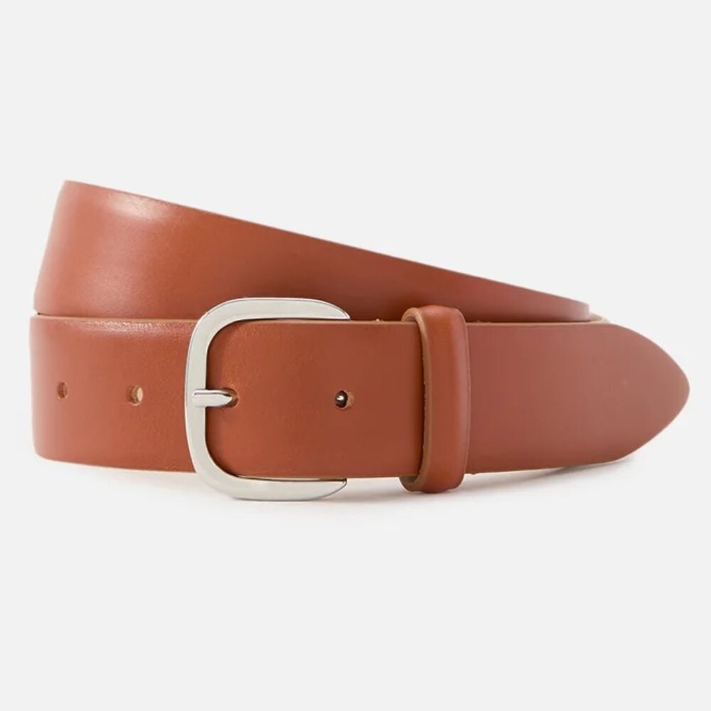 Dehanche Jeanne Sleek Leather Belt Terre Silver XS